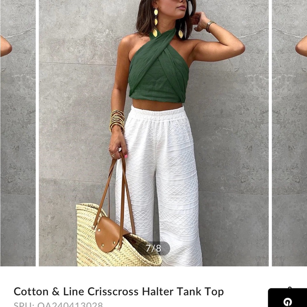 Commense Green Crisscross Halter Crop Top